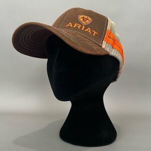 Ariat Mens Side Stripe Mesh Adjustable Snapback Cap Hat (Oilskin Brown)